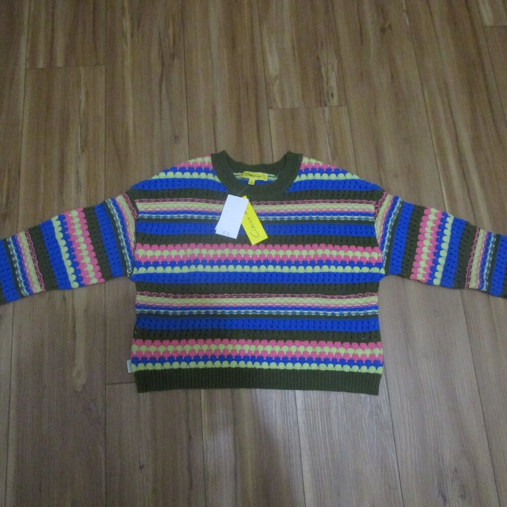 Circus by Sam Edelman stripe crochet crop sweater knit chunky striped NWT XS